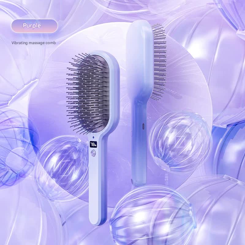 Electric Ionic Vibrating Massage Hairbrush - 3-Mode Sonic Scalp Massager &amp; Detangler with LCD Display(Purple)