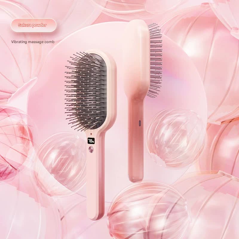 Electric Ionic Vibrating Massage Hairbrush - 3-Mode Sonic Scalp Massager &amp; Detangler with LCD Display(Pink)