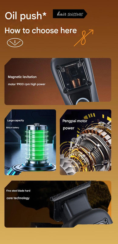 Professional Cordless Hair Clipper with Magnetic Motor - 9900 RPM, 180 Min Runtime, LCD Display & Dual Charging(black)