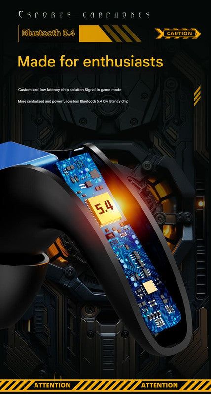 Mecha Style TWS Gaming Earbuds - Bluetooth 5.3, Low Latency, Ear-Hook Design, LED Display Case, Noise Cancelling(red)