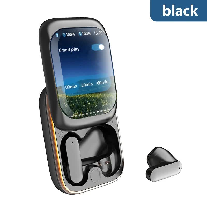 TWS Wireless Earbuds with LED Touch Screen Charging Case - Bluetooth 5.3, HIFI Sound, Standalone Music Playback &amp; Game Mode(black)