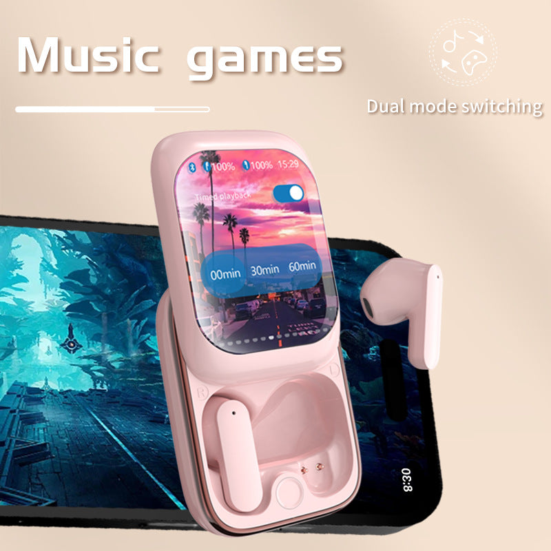 TWS Wireless Earbuds with LED Touch Screen Charging Case - Bluetooth 5.3, HIFI Sound, Standalone Music Playback & Game Mode(Beige)