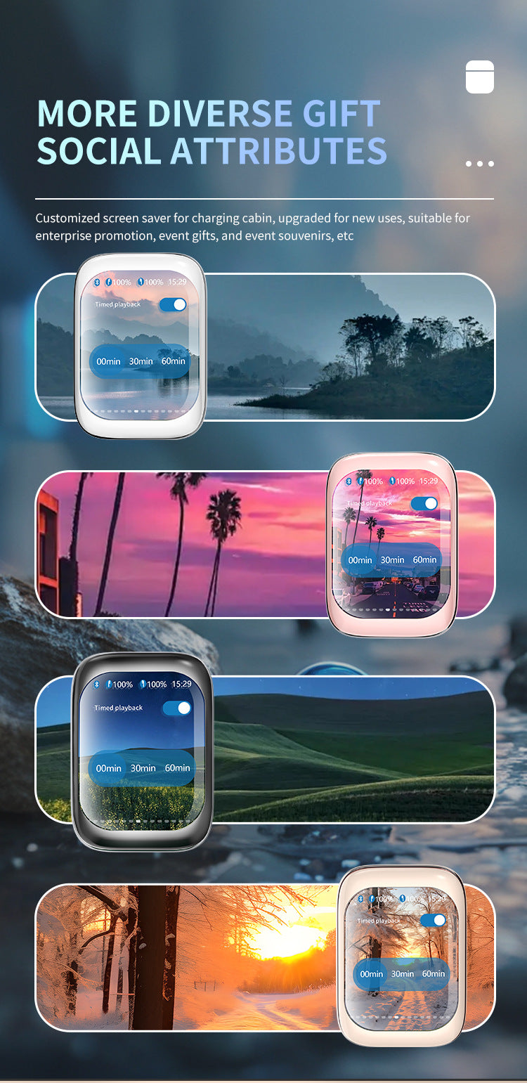 TWS Wireless Earbuds with LED Touch Screen Charging Case - Bluetooth 5.3, HIFI Sound, Standalone Music Playback & Game Mode(Beige)