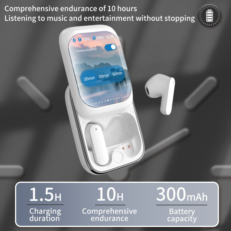 TWS Wireless Earbuds with LED Touch Screen Charging Case - Bluetooth 5.3, HIFI Sound, Standalone Music Playback & Game Mode(white)