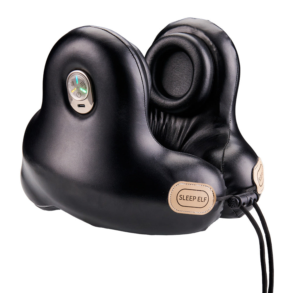 Smart Neck Pillow with Dual Noise Reduction, HIFI Bluetooth Music & Graphene Heating - Sleep Elf" Travel Pillow(black)"