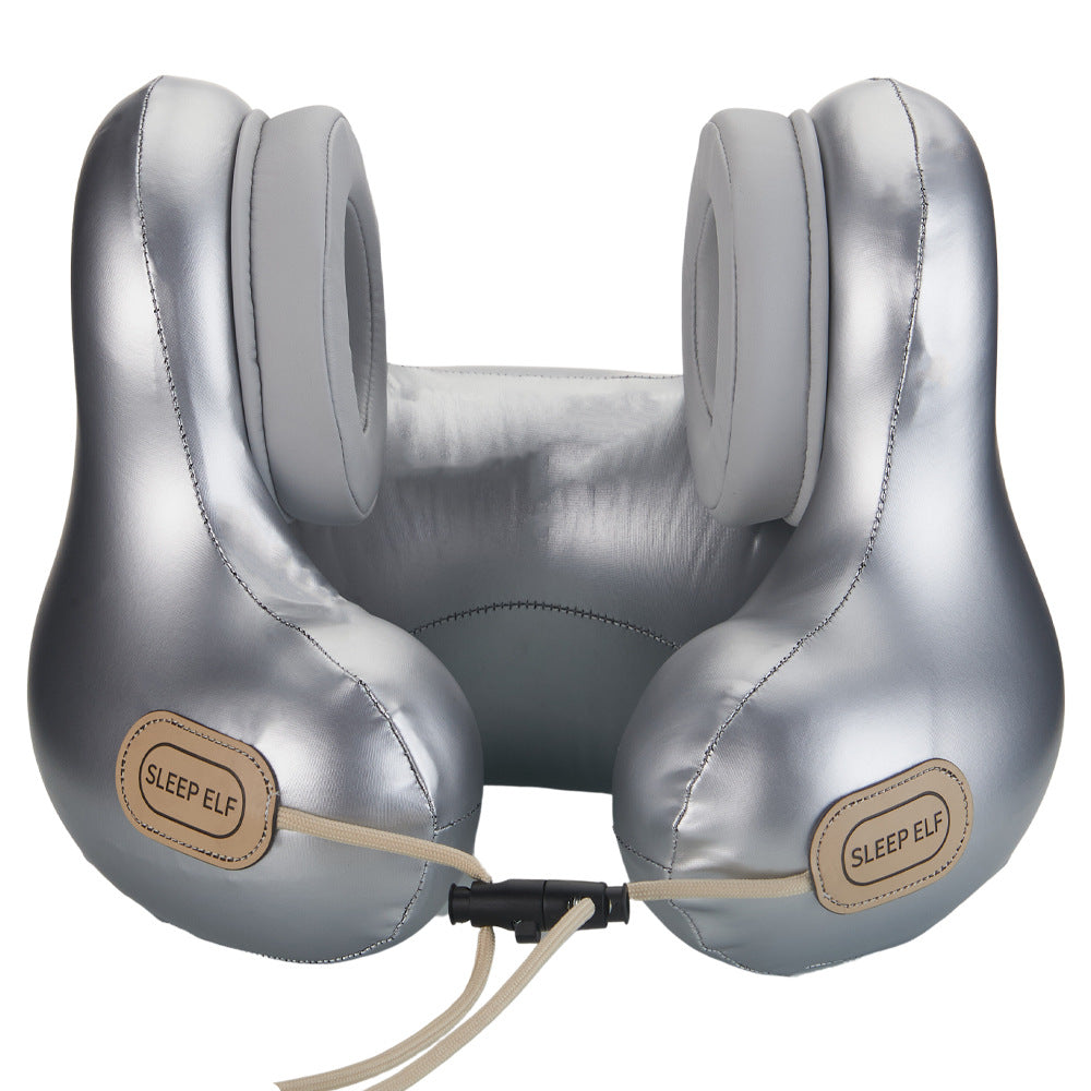 Smart Neck Pillow with Dual Noise Reduction, HIFI Bluetooth Music & Graphene Heating - Sleep Elf" Travel Pillow(Silver)"