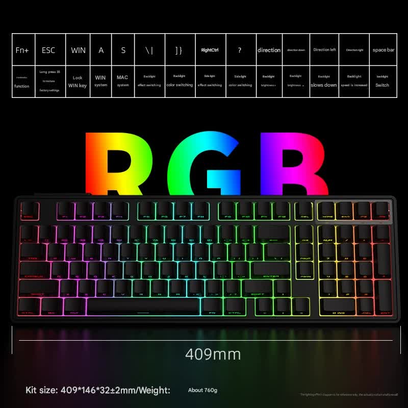 Tri-Mode RGB Mechanical Gaming Keyboard - 102-Key, Hot-Swappable, 4000mAh Battery, 5-Layer Sound Dampening(Strawberry on white)