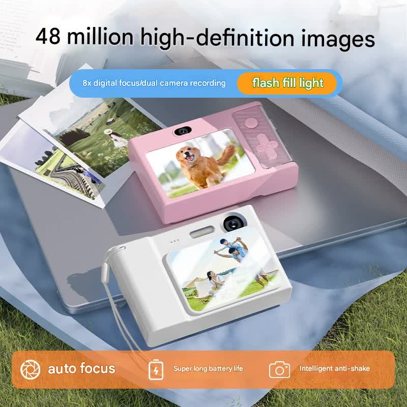 48MP Digital Camera for Kids & Beginners - 1080P Vlogging, 8x Zoom, Filters & Games(blue)