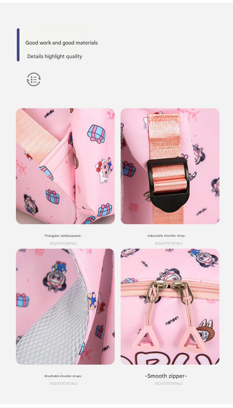 Kids Cartoon Character 3-Piece Backpack Set - Lightweight School Bag with Lunch Bag & Pencil Case(Light blue)