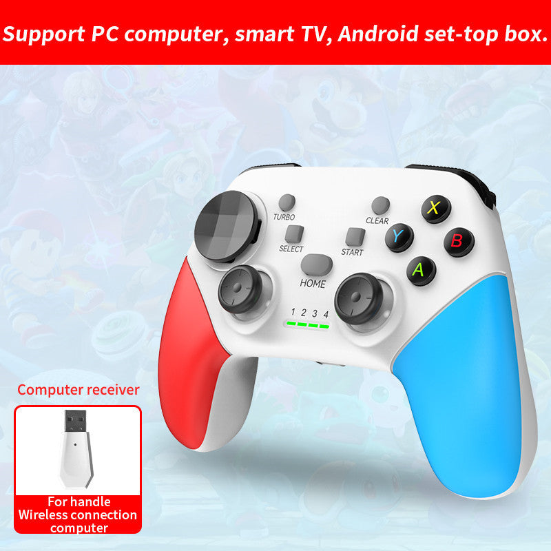 Multi-Platform Wireless Gaming Controller with Dual Motor Vibration, Turbo &amp; Phone Holder(White, red and blue)