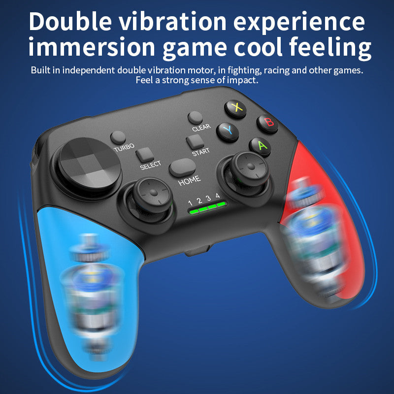 Multi-Platform Wireless Gaming Controller with Dual Motor Vibration, Turbo & Phone Holder(White, red and blue)