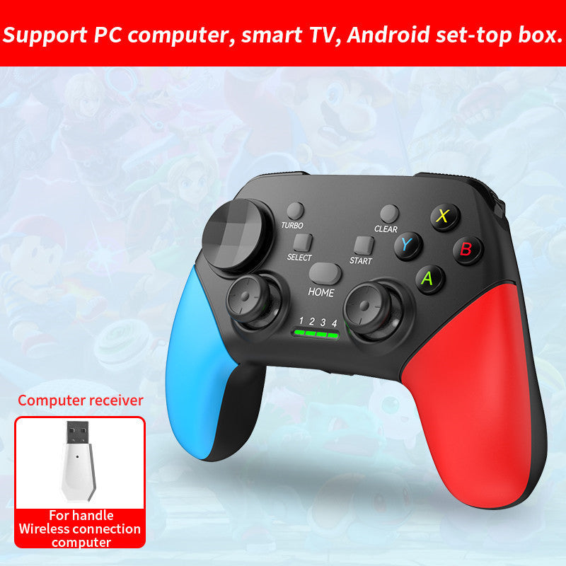 Multi-Platform Wireless Gaming Controller with Dual Motor Vibration, Turbo &amp; Phone Holder(Black, red and blue with receiver)