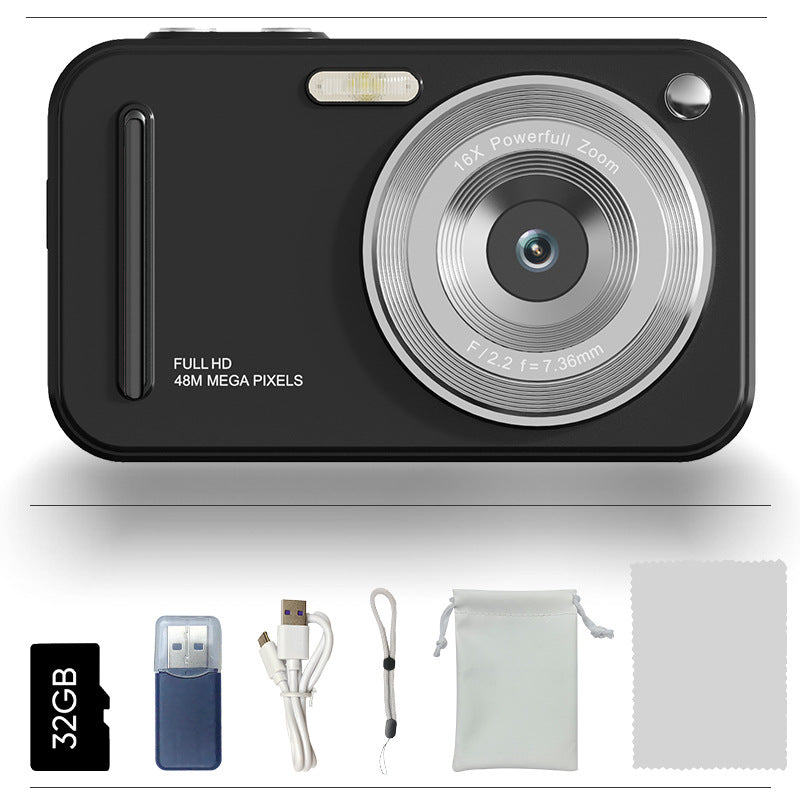 48MP Digital Camera with 16x Zoom &amp; AF Autofocus - Full HD Vlogging Camera for Beginners &amp; Kids(Black)