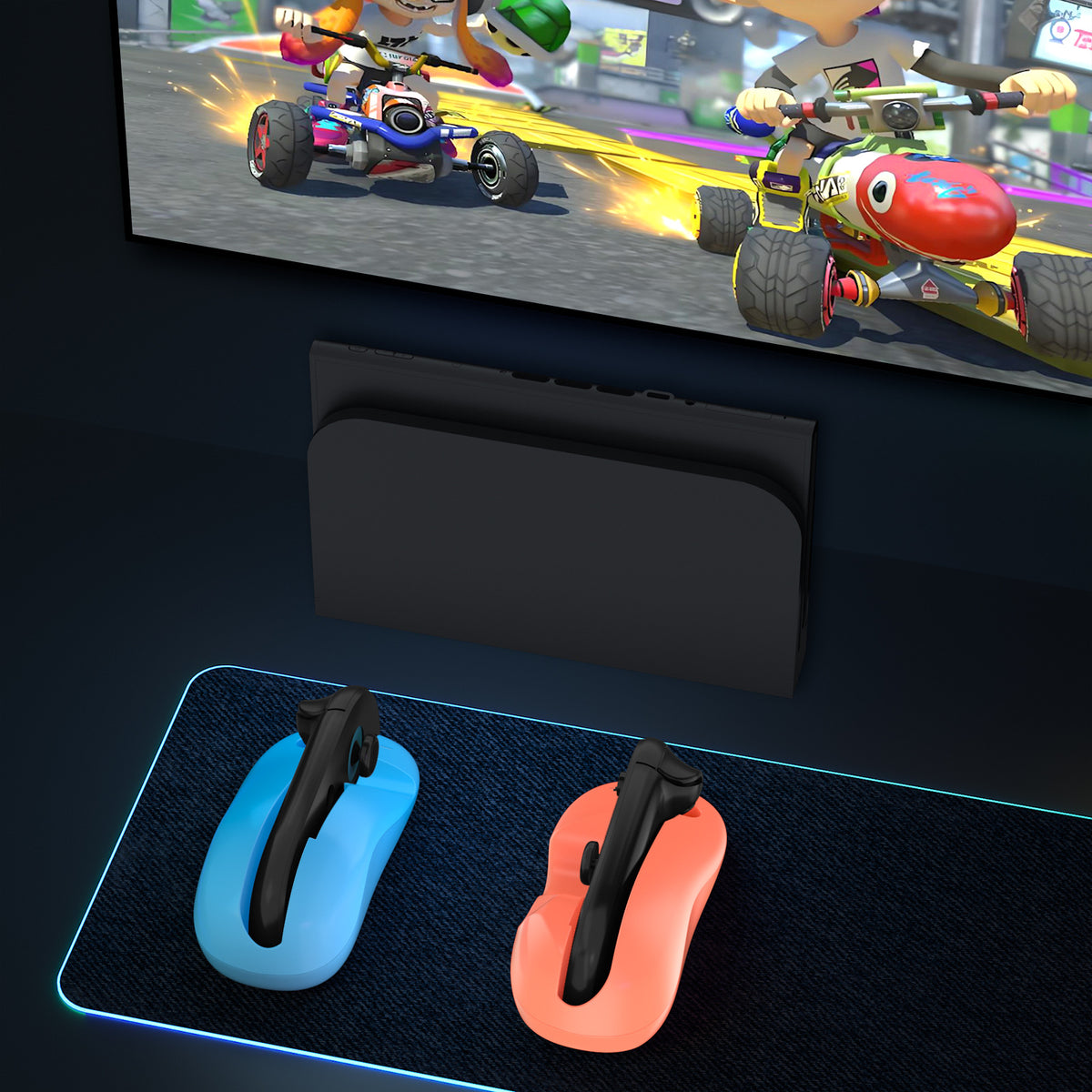 Ergonomic Mouse Grip for Nintendo Switch Joy-Con - 2-Pack Controller Holder (black)