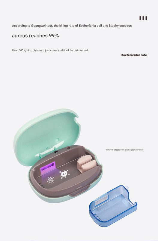 Portable UVC Toothbrush Sterilizer Case - 5-Minute Automatic Sanitizer, USB-C Rechargeable(pink)