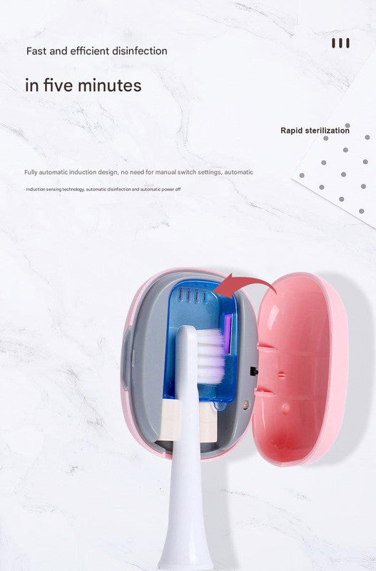 Portable UVC Toothbrush Sterilizer Case - 5-Minute Automatic Sanitizer, USB-C Rechargeable(white)