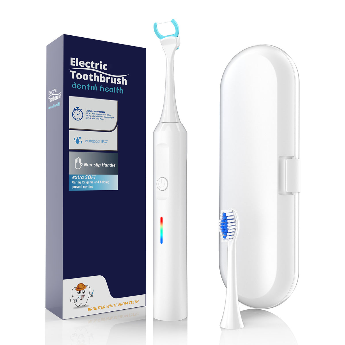 2-in-1 Sonic Electric Toothbrush &amp; Power Flosser Kit - 3 Modes, 31000VPM, IPX7 Waterproof, with Travel Case(white+50pcs dental floss replacement heads)