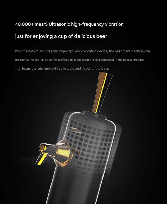 Ultrasonic Beer Foam Creator & Dispenser - Portable Tap for Canned & Bottled Beer with Cooling System(black)