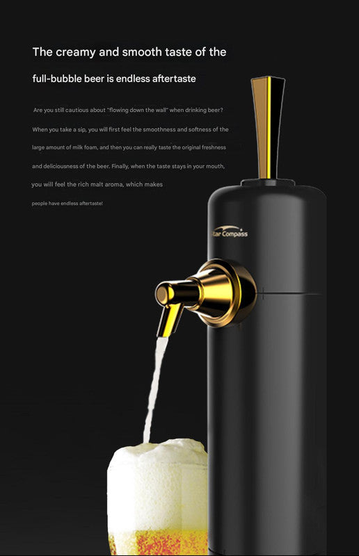 Ultrasonic Beer Foam Creator & Dispenser - Portable Tap for Canned & Bottled Beer with Cooling System(black)