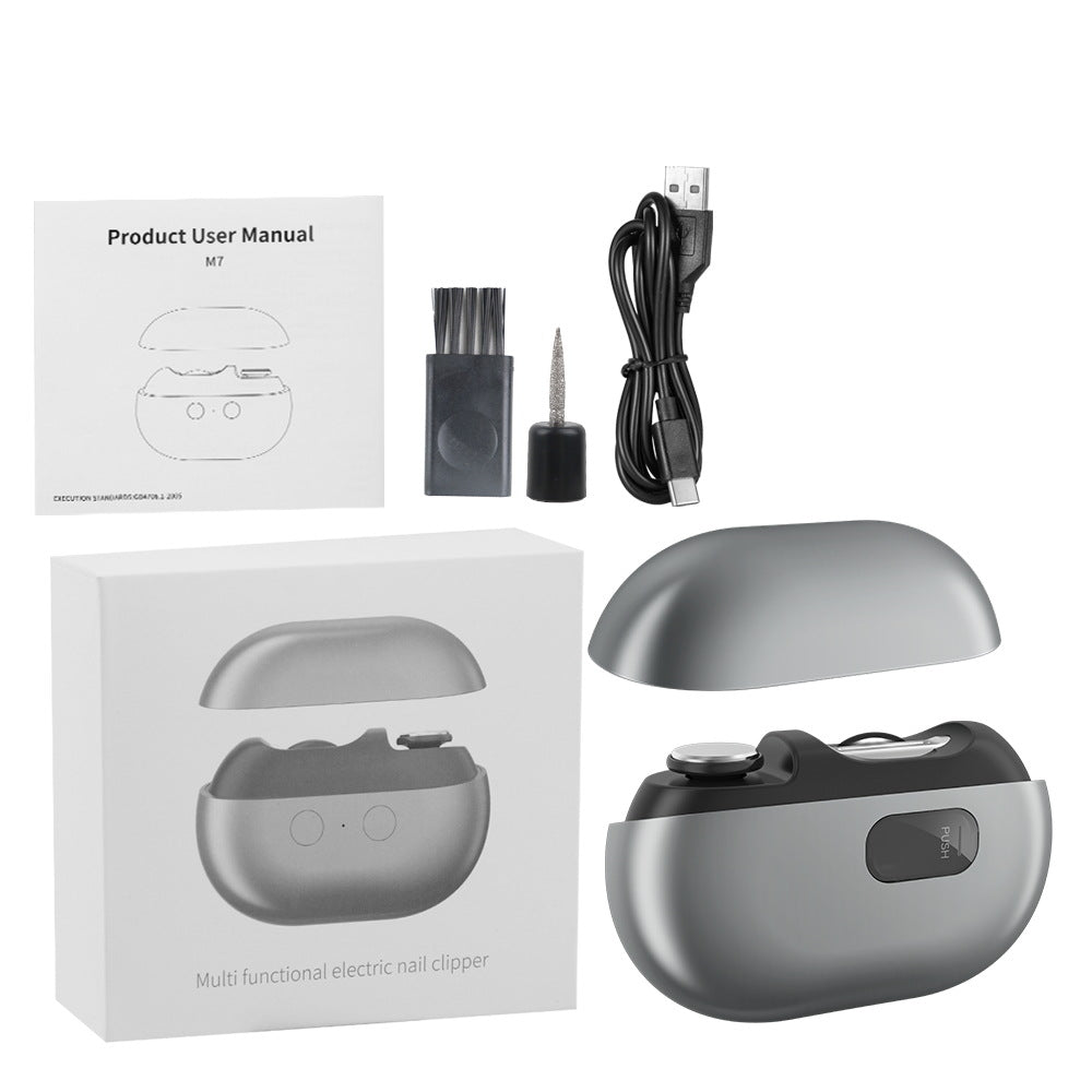 Multi-Functional Electric Nail Clipper & Grinder with LED Light and Magnetic Cover(Grey)