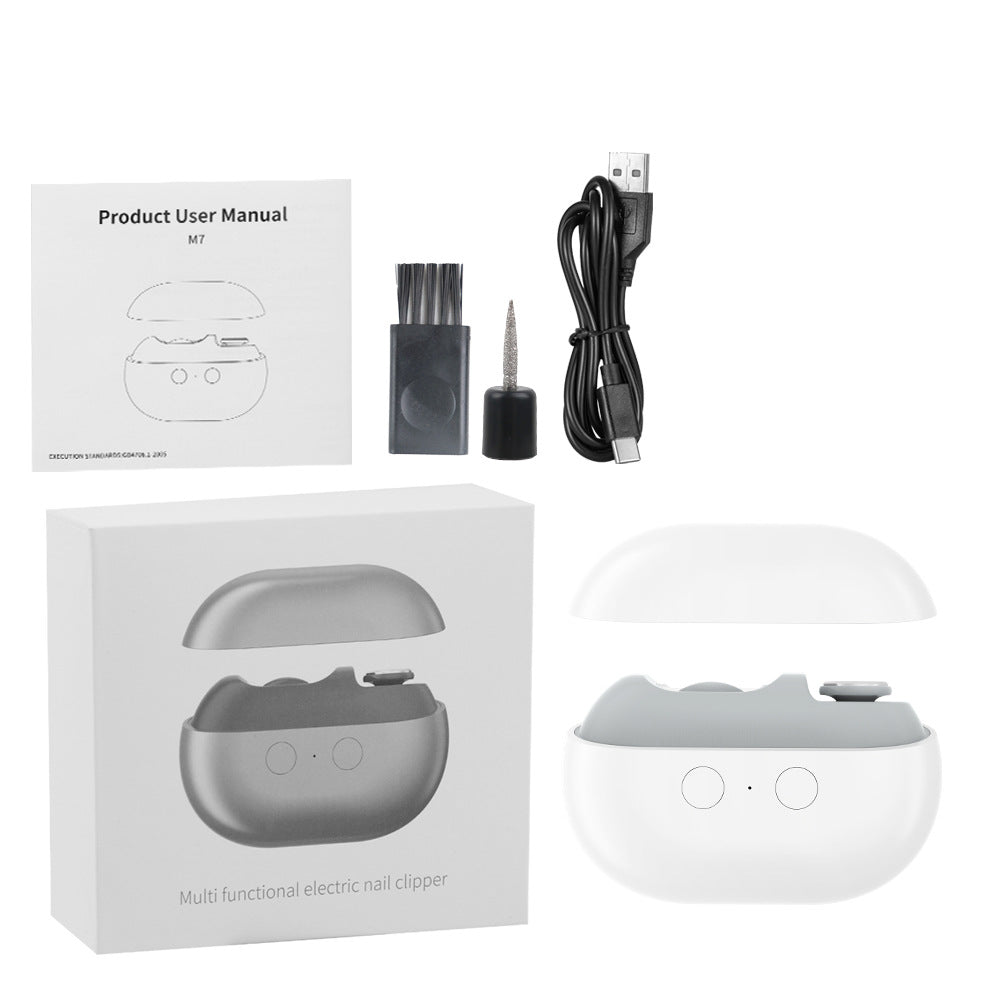 Multi-Functional Electric Nail Clipper & Grinder with LED Light and Magnetic Cover(white)