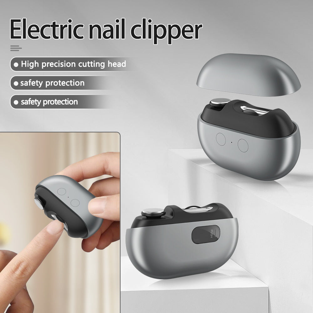 Multi-Functional Electric Nail Clipper & Grinder with LED Light and Magnetic Cover(white)