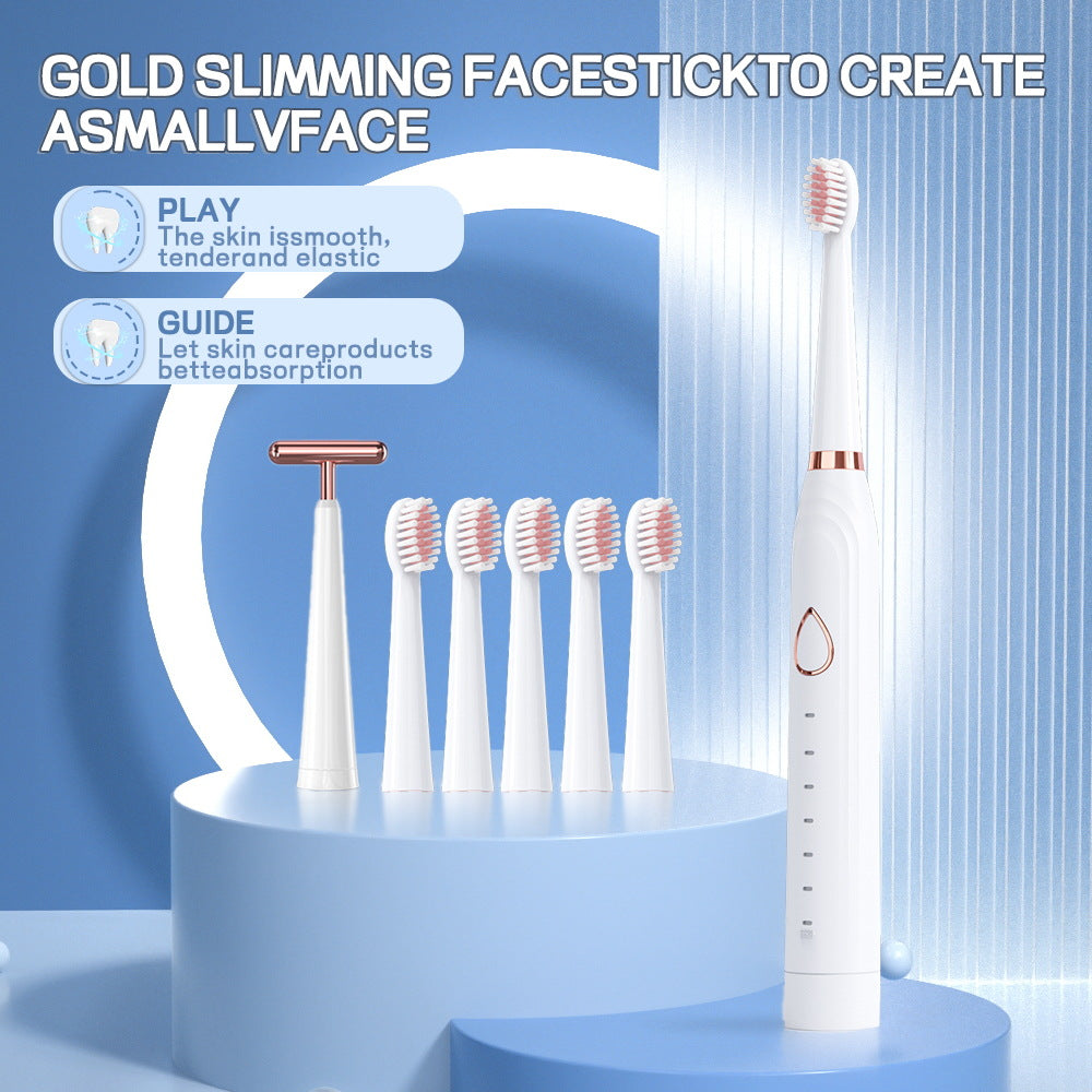 3-in-1 Full Multifunction Sonic Electric Toothbrush with Facial Brush & Massager Kit(White)
