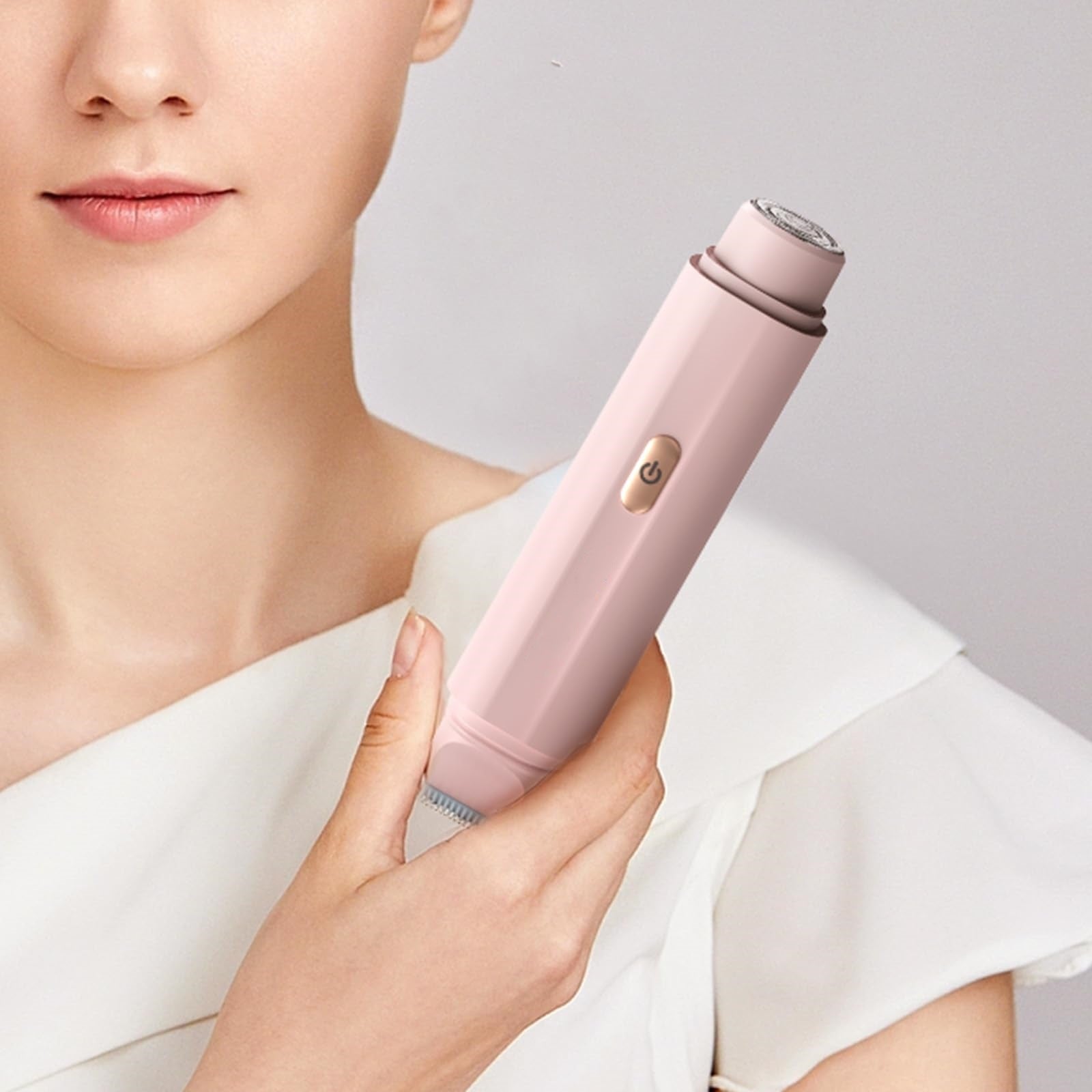 2-in-1 Women's Electric Body Shaver & Facial Trimmer - IPX7 Waterproof, Dual Head with Ceramic Blades, USB Rechargeable(Pink)