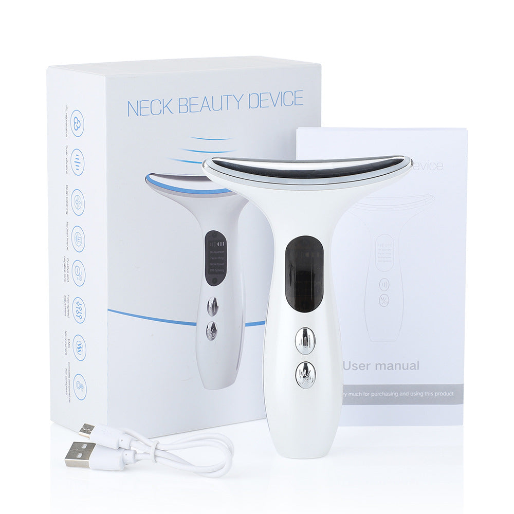 Multi-Function Neck &amp; Face Beauty Device - 4-in-1 LED Light Therapy, EMS Lifting &amp; Anti-Wrinkle Massager(White)