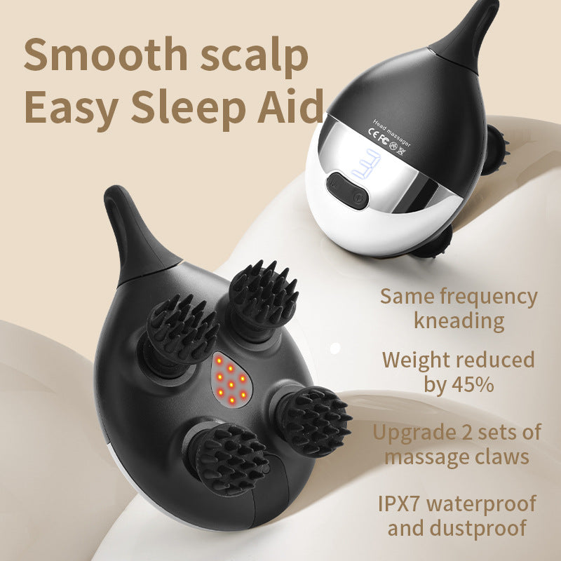 Intelligent 3D Electric Head & Scalp Massager - 7 Massage Techniques, IPX7 Waterproof, Rechargeable(black)