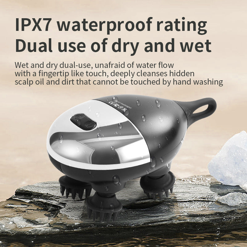 Intelligent 3D Electric Head & Scalp Massager - 7 Massage Techniques, IPX7 Waterproof, Rechargeable(black)