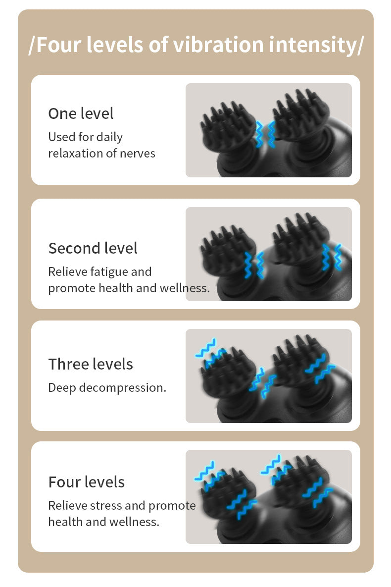 Intelligent 3D Electric Head & Scalp Massager - 7 Massage Techniques, IPX7 Waterproof, Rechargeable(Yellow)