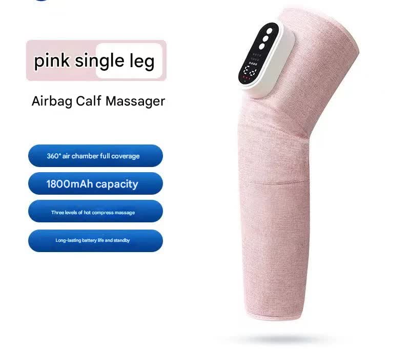 Rechargeable Air Compression Leg Massager with Heat Therapy for Knee &amp; Calf Relief(pink-Single)