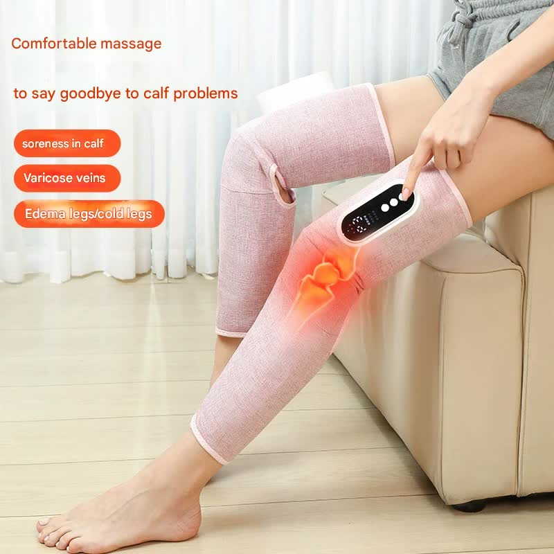 Rechargeable Air Compression Leg Massager with Heat Therapy for Knee & Calf Relief(pink-Single)