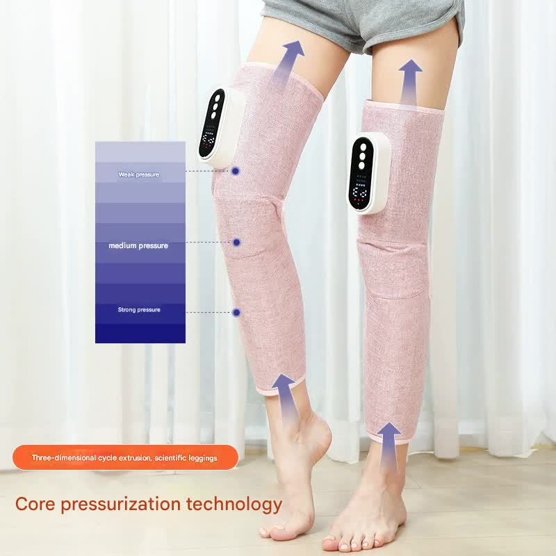 Rechargeable Air Compression Leg Massager with Heat Therapy for Knee & Calf Relief(grey-Single)