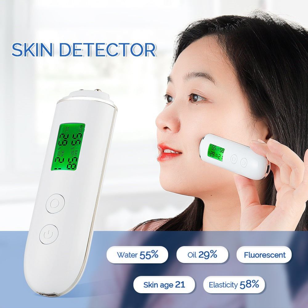 Smart Skin Analyzer with Multi-Function Detection - Measures Hydration, Oil, Elasticity, Skin Age &amp; Fluorescent Agent Test(White)