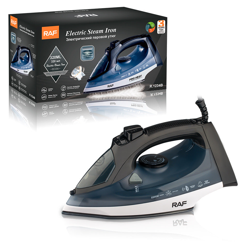 Powerful 2200W Electric Steam Iron with Ceramic Soleplate &amp; Vertical Steam Function(blue)