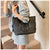 Stylish Large Capacity Tote Bag with PU Leather Trim & Logo Detail(Blue and Brown)