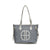 Stylish Large Capacity Tote Bag with PU Leather Trim & Logo Detail(Blue with Silver)