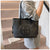 Stylish Large Capacity Tote Bag with PU Leather Trim & Logo Detail(Blue with Silver)