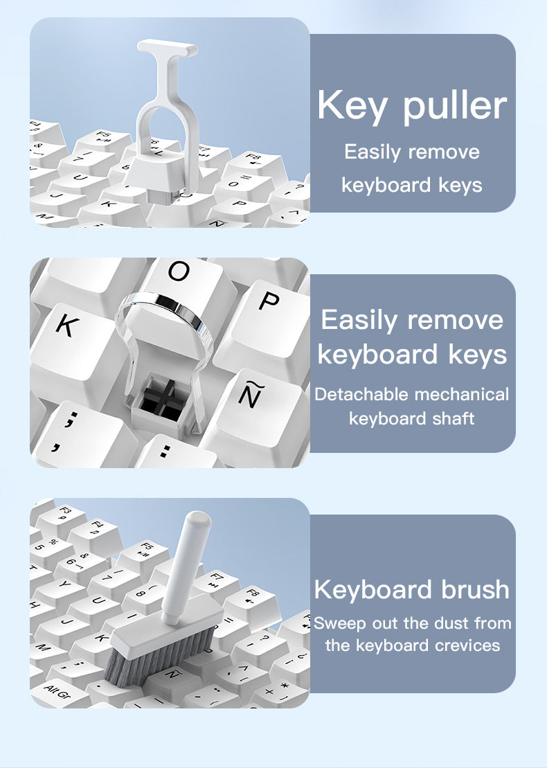 Two Multi-functional Keyboard Cleaning Kit & Ergonomic Wrist Rest with Integrated Storage(White)