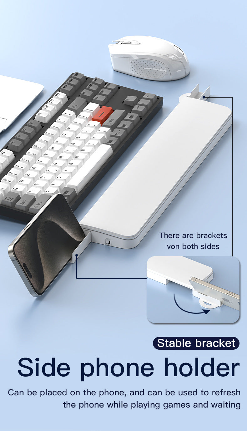 Two Multi-functional Keyboard Cleaning Kit & Ergonomic Wrist Rest with Integrated Storage(White)