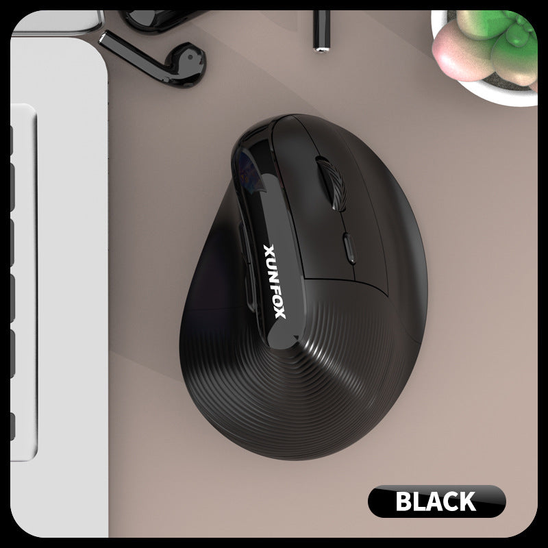 Two Ergonomic Vertical Wireless Mouse - Dual Mode (2.4G &amp; Bluetooth), 5 Adjustable DPI, Silent Clicks, Rechargeable(black)