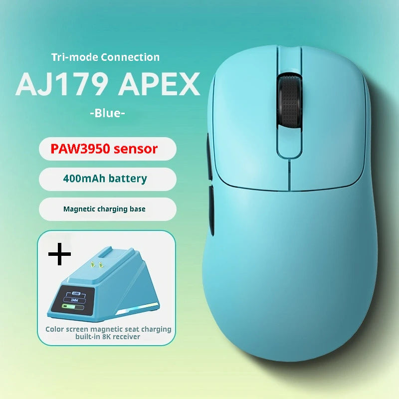 Tri-Mode Wireless Gaming Mouse with 8000Hz Polling Rate, PAW3950 Sensor &amp; Magnetic Charging Dock(Blue)