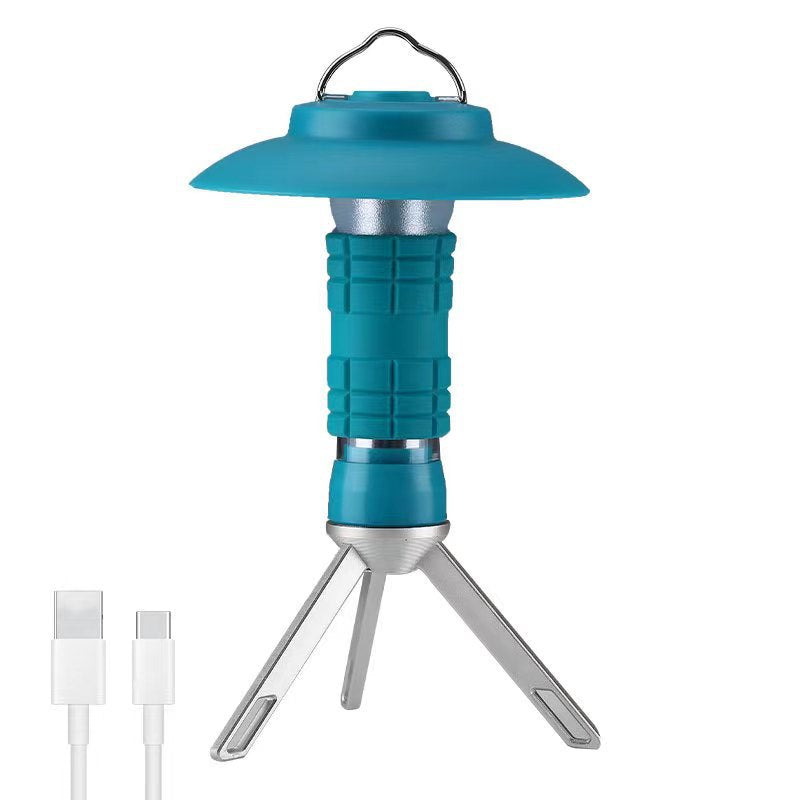Portable Outdoor Camping Lantern with Tripod Stand, Soft Light Diffuser &amp; USB-C Charging(blue)