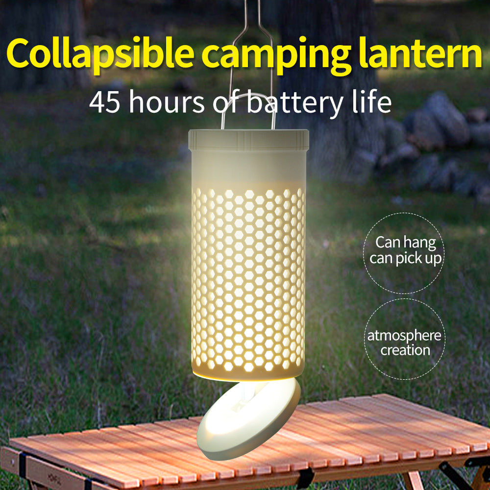 Collapsible LED Camping Lantern with 45-Hour Battery Life, USB-C Charging & Atmosphere Lighting(Khaki)