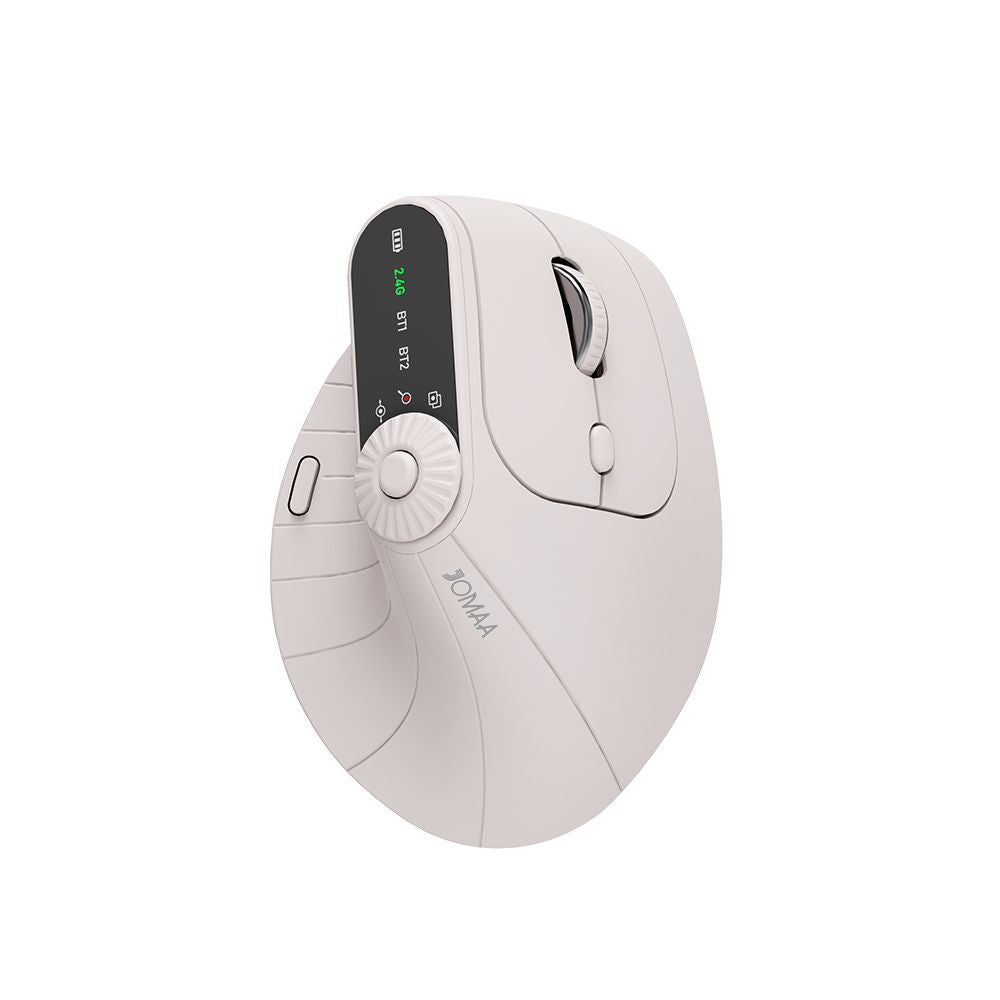 Ergonomic Vertical Mouse - 2.4G/Bluetooth Multi-Mode, LED Display, 57-Degree Angle, &amp; 400mAh Battery(Beige)