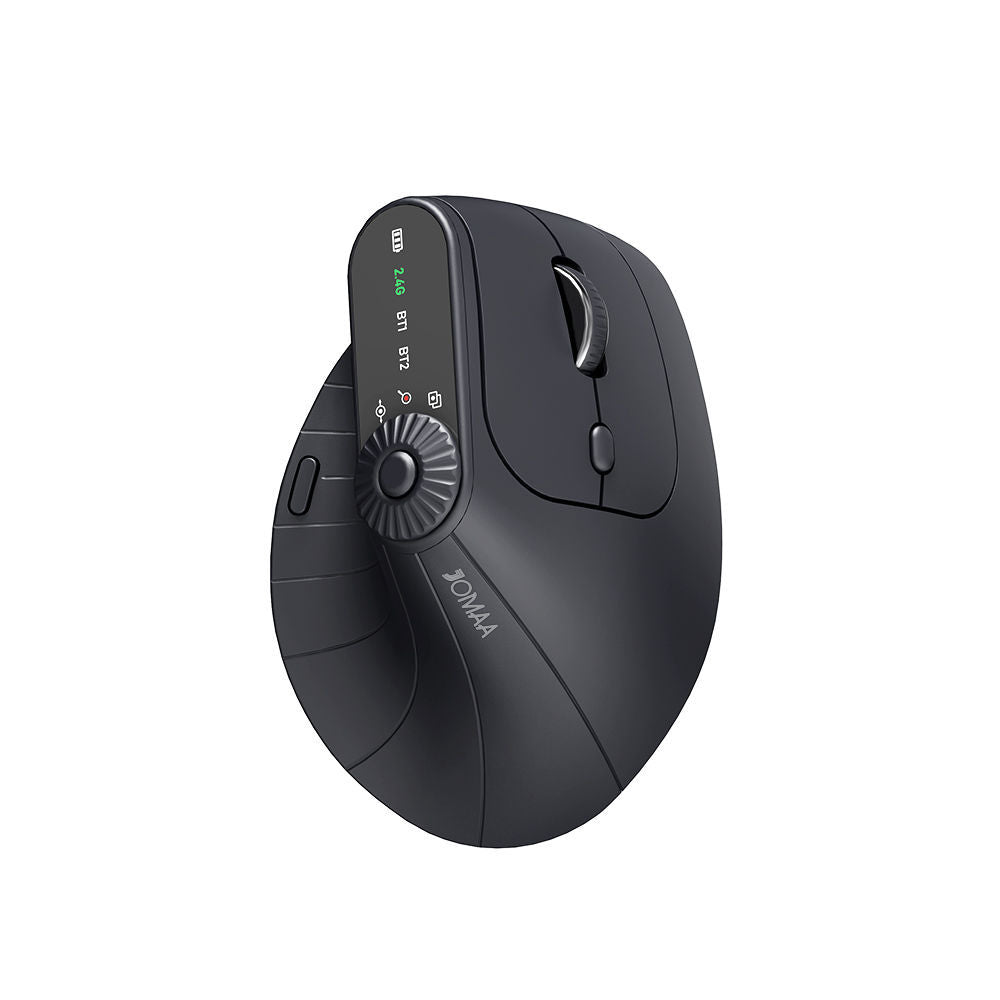 Ergonomic Vertical Mouse - 2.4G/Bluetooth Multi-Mode, LED Display, 57-Degree Angle, &amp; 400mAh Battery(Black)