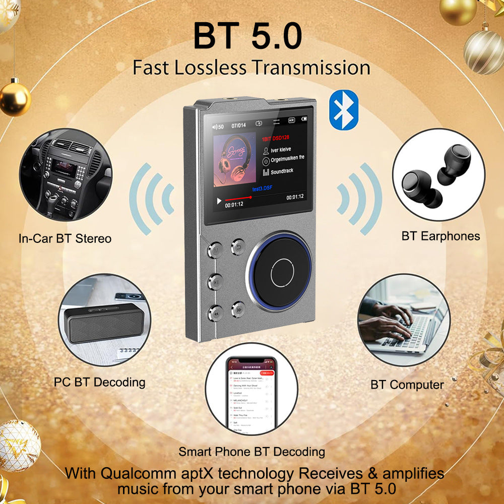 Portable Hi-Res Digital Audio Player - DSD, Dual DAC, Bluetooth 5.0, Expandable Storage(BLACK 16GB + 16GB)