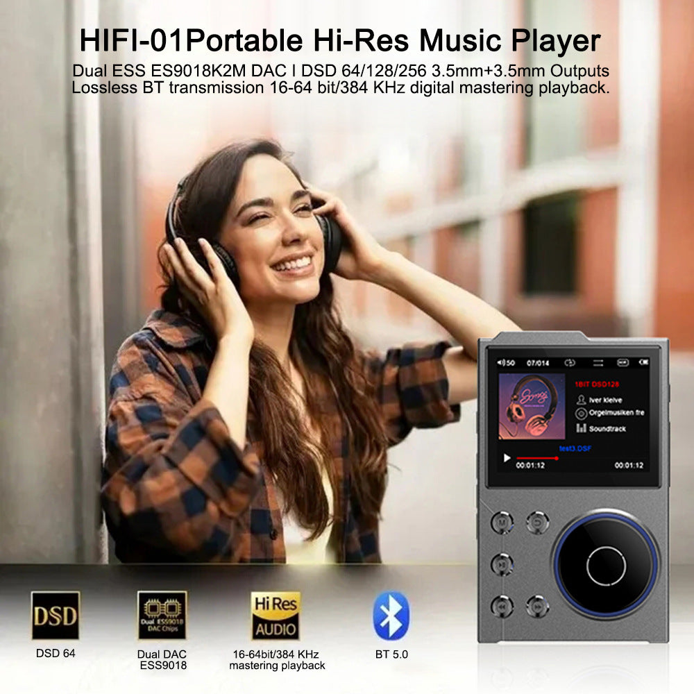 Portable Hi-Res Digital Audio Player - DSD, Dual DAC, Bluetooth 5.0, Expandable Storage(BLACK 16GB +32GB)